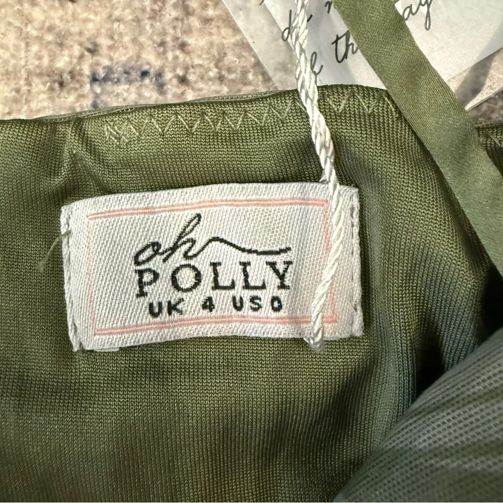 Oh Polly Olive Green Lace-Up Mini Dress - Picture 12 of 12